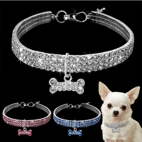 High Quality Pet Collars Crystal Dog Collar Bling Rhinestone Luxurious Puppy For Small Medium Dog Supplies Accessories