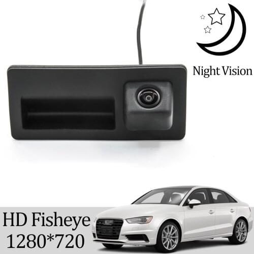Owtosin HD 1280*720 Rear View Camera For Audi A3 8V 2012 2013 2014 2015 2016 2017 2018 2019 Car Trunk Handle Reverse Monitor