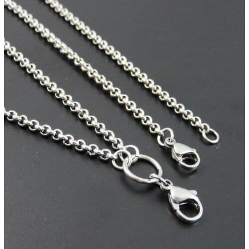 316L Stainless Steel Two Lobster Clasp Locket Chains Stainless Steel RoloO Chains Necklace For Charms Jewelry 45-120cm