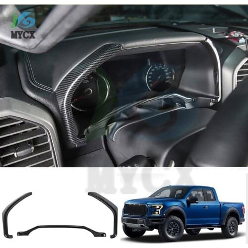 Fit for Ford Raptor F-150 2017 2018 2019 2020 Car Accessories ABS Carbon Dashboard Instrument Console Display Cover Trim 2pcs