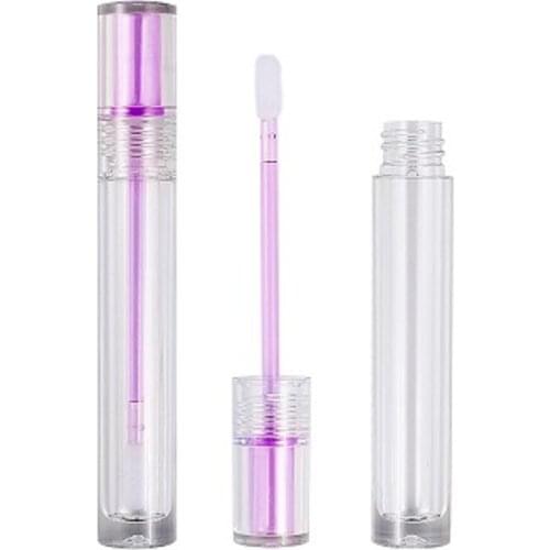 Empty Lip Gloss Tube With Purple/Green Wand Elegant Refillable Packaging Bottle 4ml Plastic Round Cosmetic Container 30pcs 50pcs