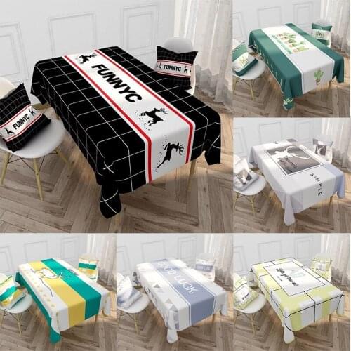 Nordic Christmas Table Cloth Cartoon Elk Plant Cotton Linen Living Kitchen Household TableCloth Waterproof Oilproof Table Cover