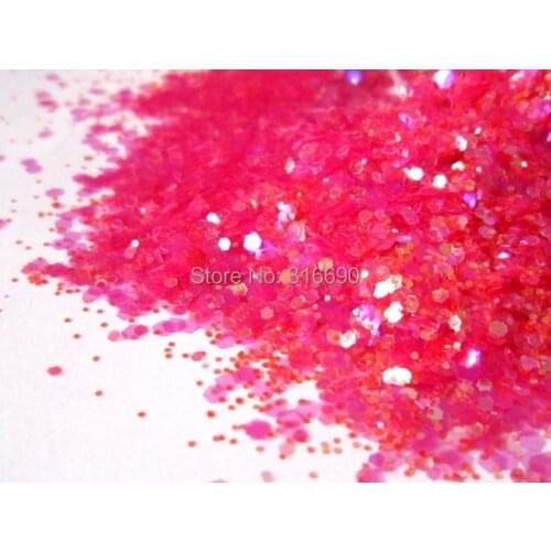 Solvent Resistant Glitter Neon Pink Orange Glitter Transparent Glitter for Nail Art Scrapbooking and Crafts