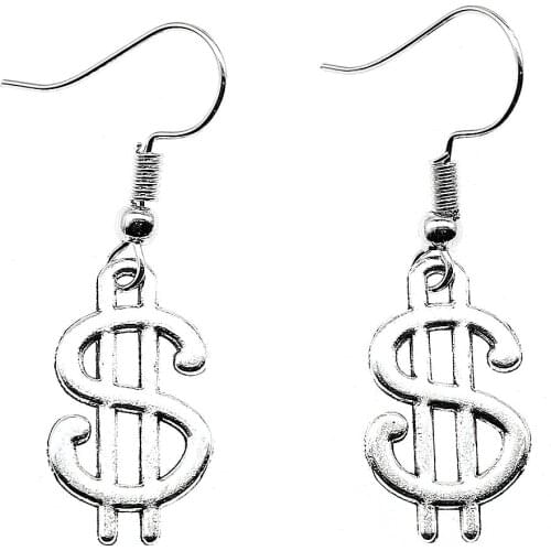 1 Pair Us Dollar Sign 21x12mm Charm Dangle Earring For Women Charming Drop Earring Dropship Suppliers