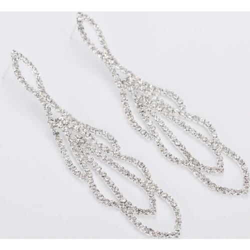 YFJEWE New Crystal Rhinestone Best Gift for Bridal Wedding Jewelry Gold and Silver Plated Crystal Long Earrings for Women E424