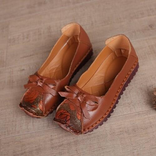 AARDIMI 2019 Spring Butterfly-knot Women Handmade Shoes Genuine Leather Shallow Mocassins Female Loafers Casual Flats Shoes