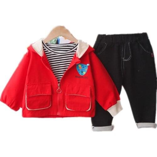 Winter Baby Girl Clothes Children Cotton Boys Thicken Warm Hooded Coat+shirt + Pants 3Pcs/set Toddler Fashion Costume Kids Sets