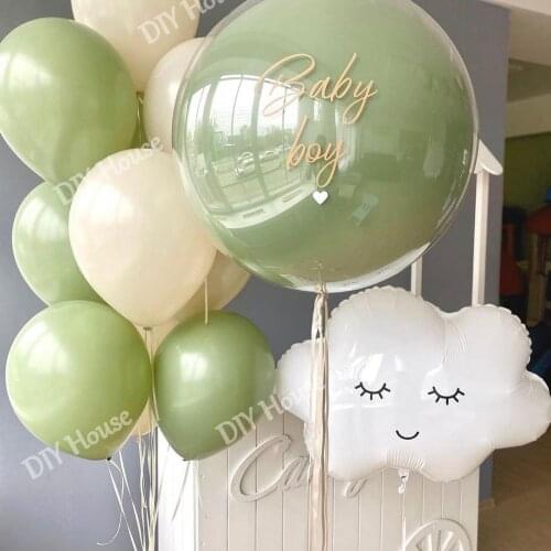 15pcs 10inch Balloon Kit Green White Gold Foil Balls For Birthday Wedding Anniversary Jungle Party Decoration Home Supplies