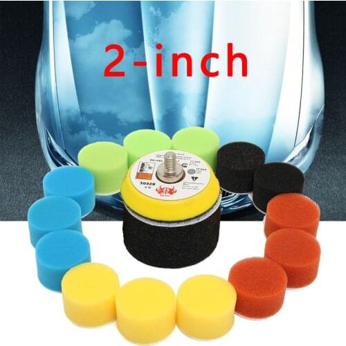 16pcs 2 Inch 50mm Buffing Sponge Polishing Pad Dual Action Hand Tool Kit Car Polisher Compound Polishing Thread Abrasive Tools
