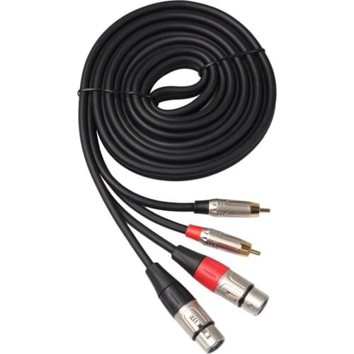 2 RCA male to 2 XLR female Audio Cable for Amplifier Microphone Speaker Hi-Fi Home Theater Stereo System Mixer Console Cord
