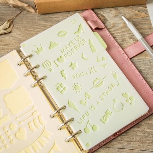 2pcs DIY Craft Cutting Dies Diary Stencil Dairy Cute Korea Plastic A6 Planner Draw Hallow Template Notebook Accessories