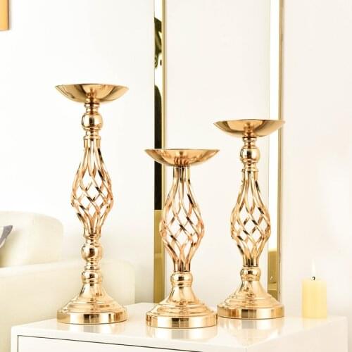 2pcs/Lot Table Candle Holder Plating Metal Candlestick Geometric Romantic Candle Holders for Wedding Dinner Decoration ZZT047