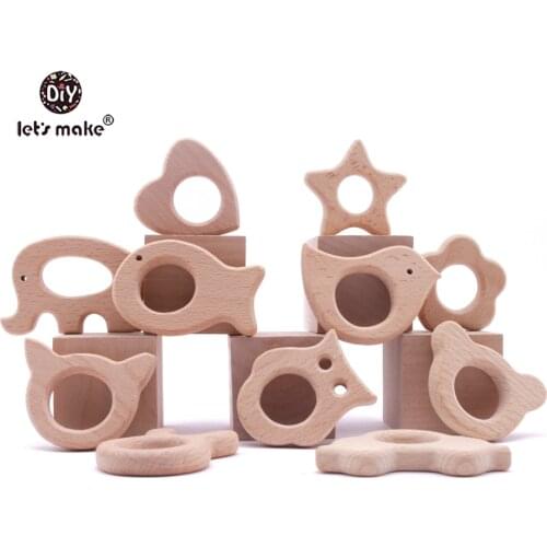 Lets Make 20 PCS Pendent Wooden Flower Teether Handmade DIY Accessories for Infant Rattle Teething Toys Baby Teether