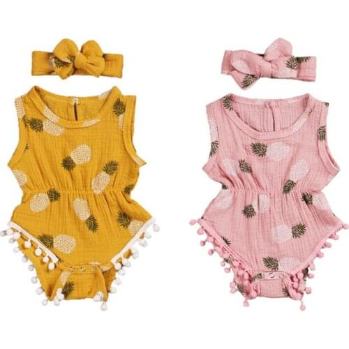 2020 Baby Summer Clothing Toddler Kids Clothes Infants Jumpsuit Baby Girl Tassel Bodysuit Sunsuit Pineapple Tassels Outfits