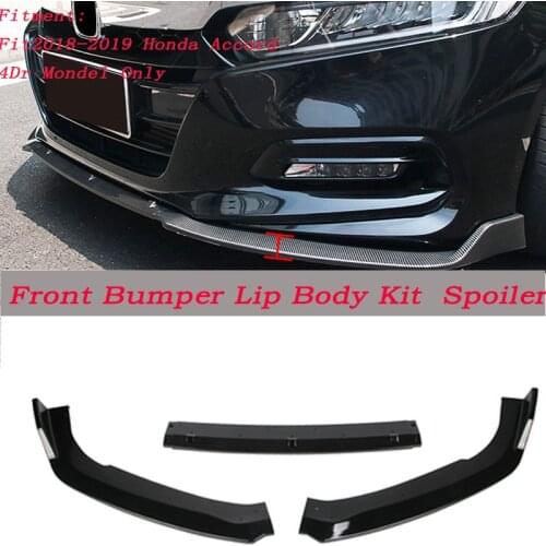 3 PcsCar Front Bumper Lip Spoiler Deflector Lips Diffuser Body Kits bumper protector For Honda For Accord 4Dr Model 2018-2019