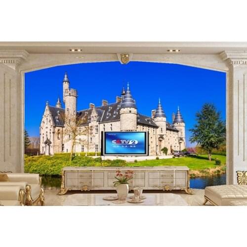 3d wall murals wallpaper,Belgium Castles Pond Trees Castle Cities wallpapers,living room sofa tv wall bedroom papel de parede