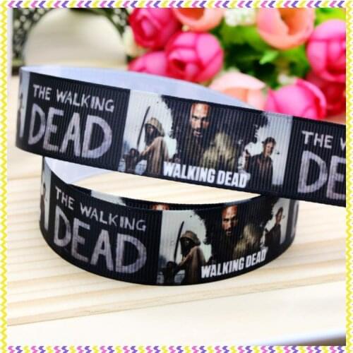 7/8'' Free shipping walking dead printed grosgrain ribbon headwear hair bow diy party decoration wholesale OEM 22mm B1116