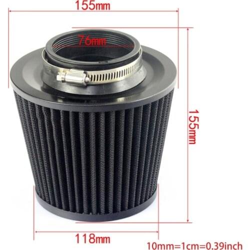 76mm Racing Car Universal Air Filter Auto Carbon Power Flow Air Intake Filter