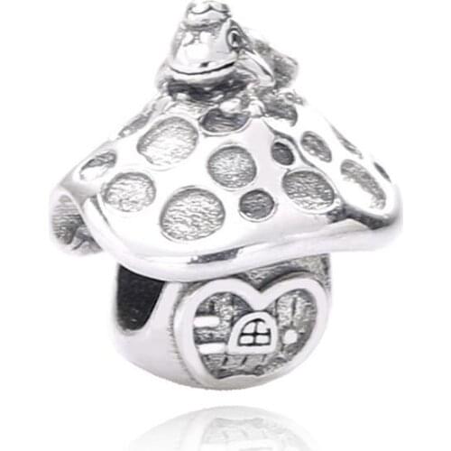 Ajax 925 Sterling Silver Cute Mushrooms Beads Charms Fit DIY Women Snake Bracelets Chain Vintage Pulseiras Feminina