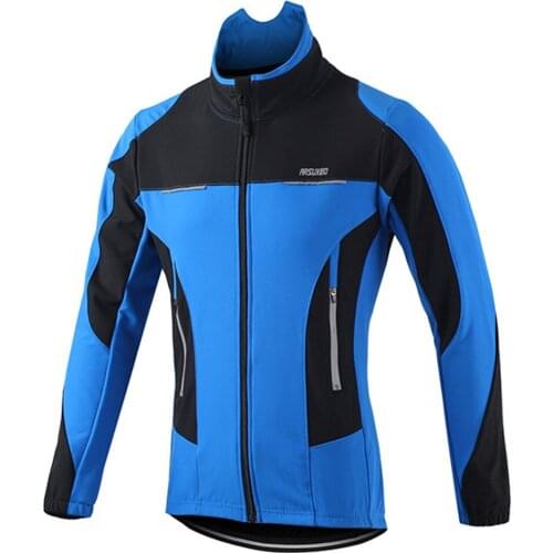 Arsuxeo Warm Thicken Men Cycling Jacket Windproof Windproof Long Sleeve Bicycle Jersey MTB Mountain Bike Jacket Coat
