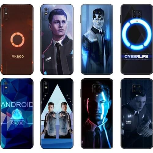 Black tpu Case For Xiaomi Redmi 7A 8 8A 9 9A 9C Case Redmi Note 8T 8 Pro T Note9 9S 9 Pro Case Detroit Become Human RK800 Connor