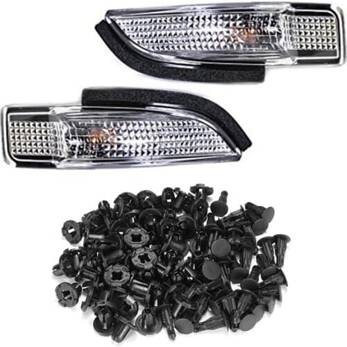 50Pcs Bumper Fender Rivet Push Clips Retainer & 2Pcs Side Mirror Indicator Turn Signal Light Lamp Fit For Toyota Camry