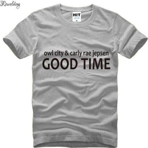 Adam Young Owl City&Carly Rae Jepsen GOOD TIME Mens T-Shirt T Shirt For Men Summer Cotton Casual Top Tee Camisetas Masculina