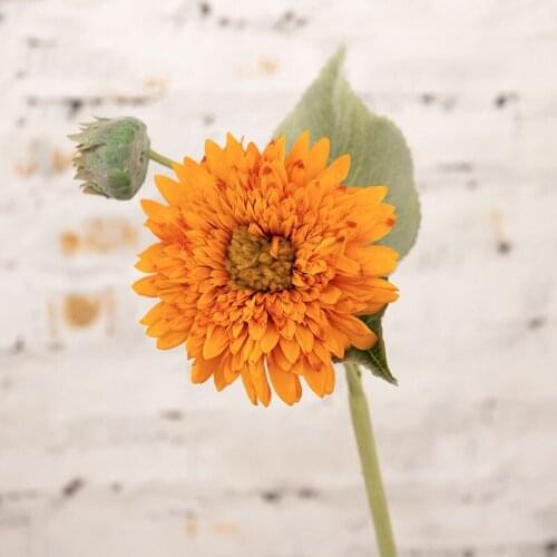 Artificial Sunflower Flower Branch for Wedding Bouquet Road Lead Home Decoration Accessories Flocking Fake Flowers