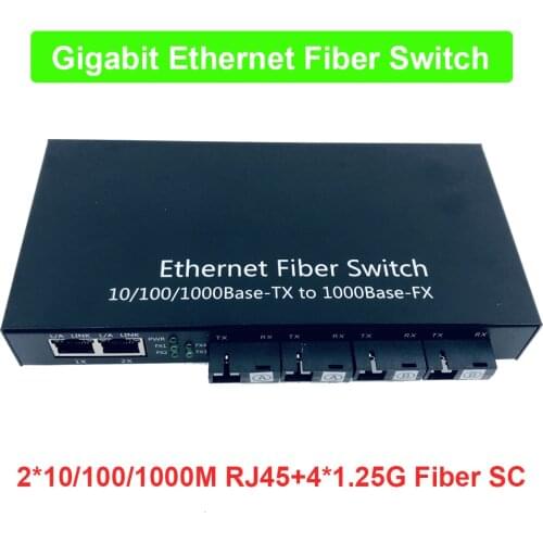 Industrial Grade Gigabit Ethernet Switch 4 Port 1.25G fiber &2 RJ45 bi-directional passive fiber optic media converter Board PCB