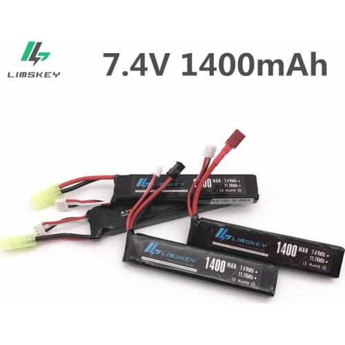 Limskey RC Lipo Battery 7.4V 1400mAh 25C Mini Airsoft Guns Battery RC Model Lipo Battery