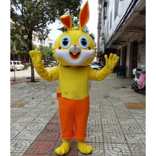 Cute Cartoon Doll Yellow Rabbit Mascot Set Advertising Cosplay Costume Party Fancy Dress Up Furry Fursuit