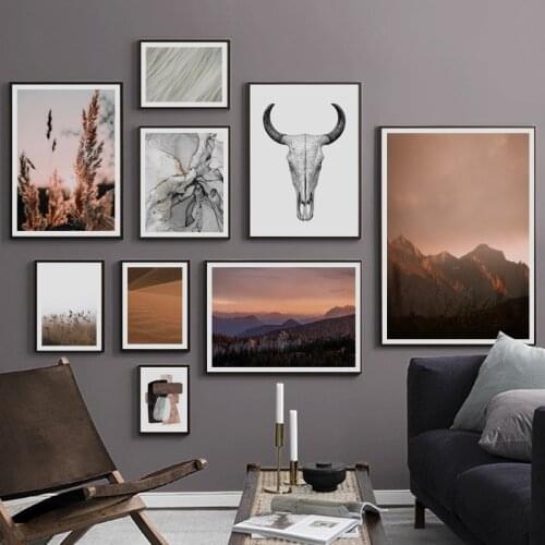 Mountain Forest Plant Dune Skull Abstract Wall Art Canvas Painting Nordic Posters And Prints Wall Pictures For Living Room Decor