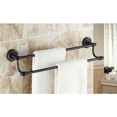 Wall Mounted Black Oil Rubbed Antique Brass Bathroom Double Towel Bar Towel Rail Holder Bathroom Accessory mba211