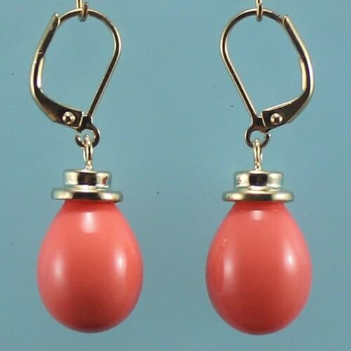 Wholesale simple and noble 12*16mm rose red shell pearl earrings fashional jewelry
