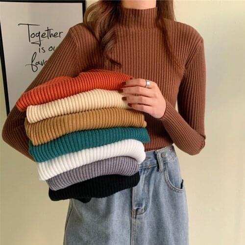 Autumn Winter Knitted Sweater Women 2021 Autumn Winter Korean Turtleneck Long Sleeve Pullover Female Jumper Green Knitwear