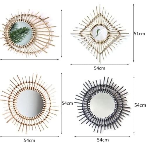 Rattan Dressing Mirror Innovative Art Decoration Creative Makeup Mirrors Living Room Bedroom Wall Mirror C1FF