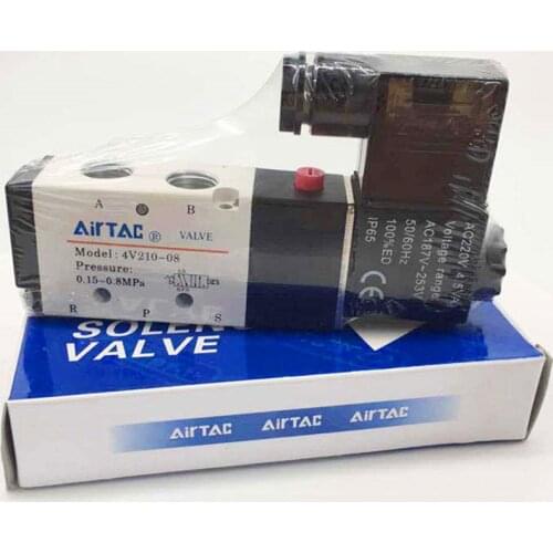 Pneumatic Electric Solenoid Valve 5 Way 2 Position Control Air Gas Magnetic Valve 12V 24V 220V Coil Volt 4mm-12mm Hose Fittings