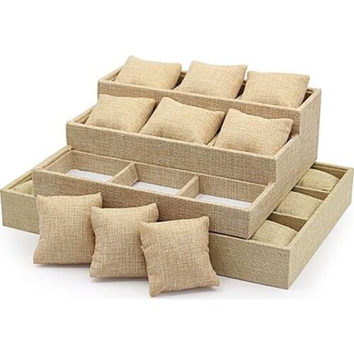 Lowest Price Linen Display Jewelry Tray, Decorative Watch Jewellery Tray with Pillow Cushion