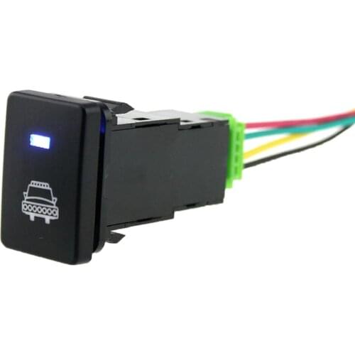 Backlit LED Headlight Symbol Push Button with Wiring Kit ON-OFF Switch for Toyota (Blue, Surface Size 1.3" x 0.88")