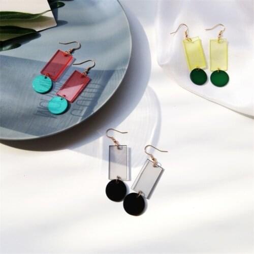 Acrylic Board Transparent Geometric Earrings Japanese and Korean Fashion Tide Women Temperament Simple Young Girl Earrings