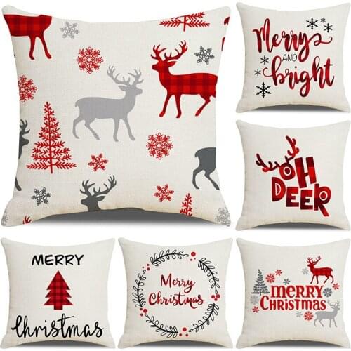 Christmas Theme Simple Design Elk Pillowcase Pillowcase Back Cushion Cover Car Sofa Home Cushion Cover