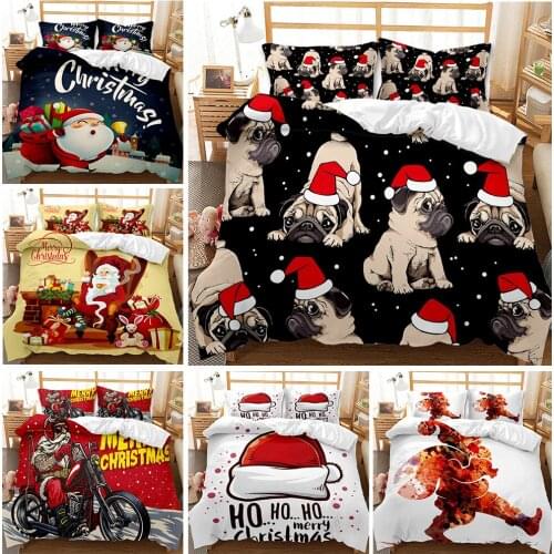 Christmas Gift Bedclothes Queen King Bedding Set With Pillowcase Bed Quilt Cover Santa Claus Pattern Pillow Covers Beds Sets