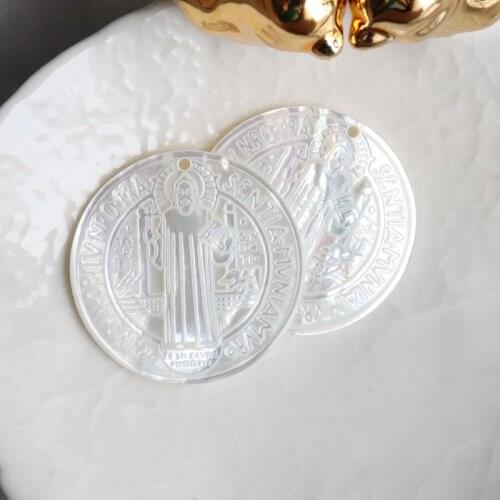 30MM 2Pcs 100% Natural White Pearl Mother Shell Jesus Style Jewellery Earring Charms Beads Jewelry Accessories Findings