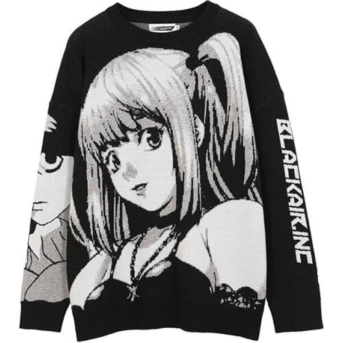 ERENEJIAN Mnes Hip Hop Harajuku Sweaters Fashion Hi Street Knitted Pullovers Streetwear Tops Anime Girl Pattern Oversized