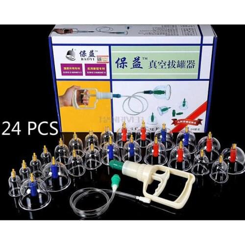 24 PCS vacuum magnetic therapy of household gas type cupping apparatus can pull tanks containing joint of cupping therapy