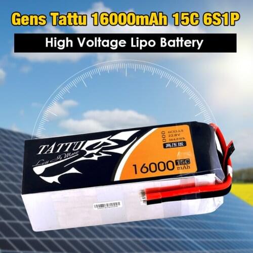 Gens Tattu 16000mAh 15C 6S1P high voltage lipo battery pack for quadcopter and fixed wing drone XT90S connector