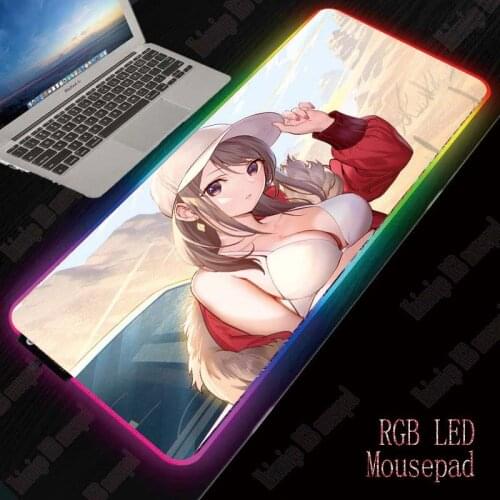 XGZ Sexy Girl Gaming Computer Mousepad RGB Large Mouse Pad Gamer XXL Mouse Carpet Big Mause Pad PC Desk Play Mat with Backlit