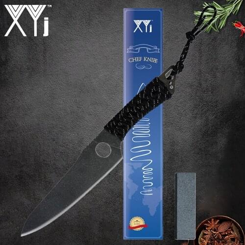 XYj Survival EDC Tool Knife 8'' 3.5'' inch Stainless Steel Hollow Blade Rope Handle Full Tang Camping Hiking Tools Pocket