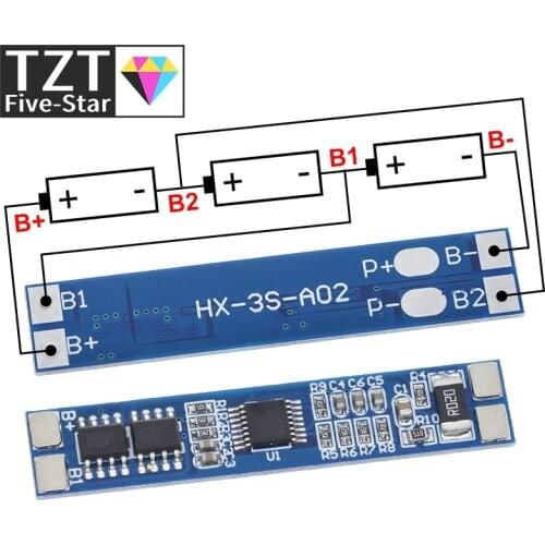 TZT 3S 12V 8A Li-ion 18650 Lithium Battery Charger Protection Board 11.1V 12.6V 10A BMS Charger Protection Board