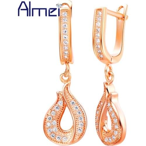 2016 Drop Earrings Fashion Accessories White Australian Crystal Rose Gold Color Jewelry Earings for Women Luxury Big Ulove R224